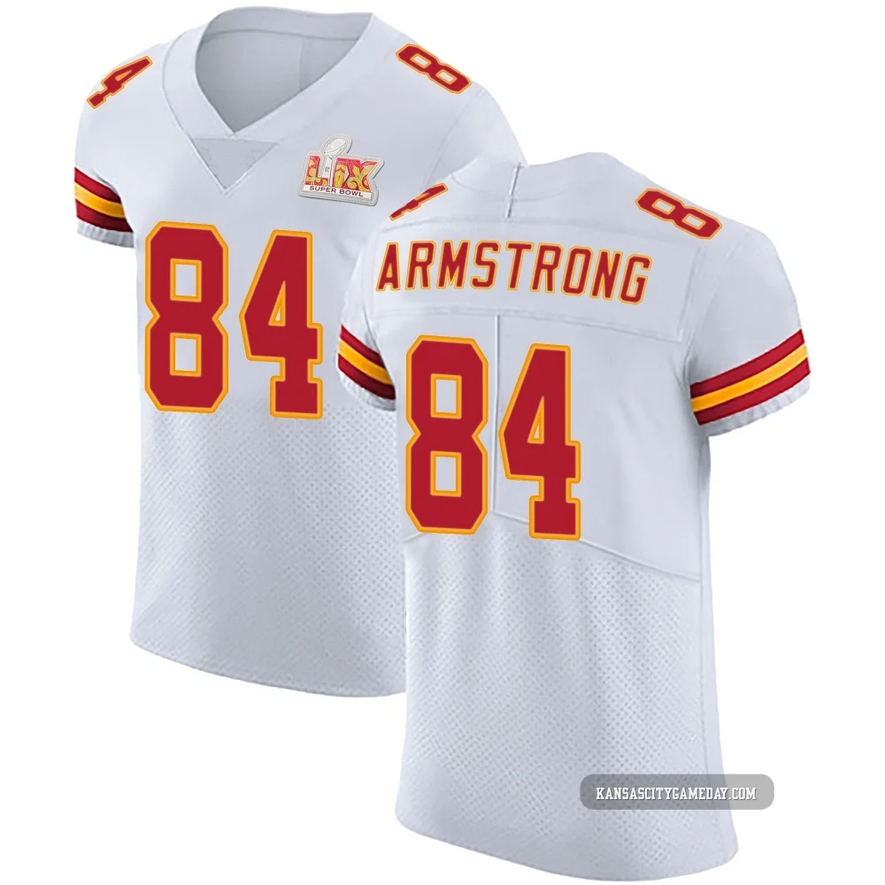 Men's Andrew Armstrong Kansas City Chiefs ＃84 Elite White Vapor Untouchable Super Bowl LIX Jersey