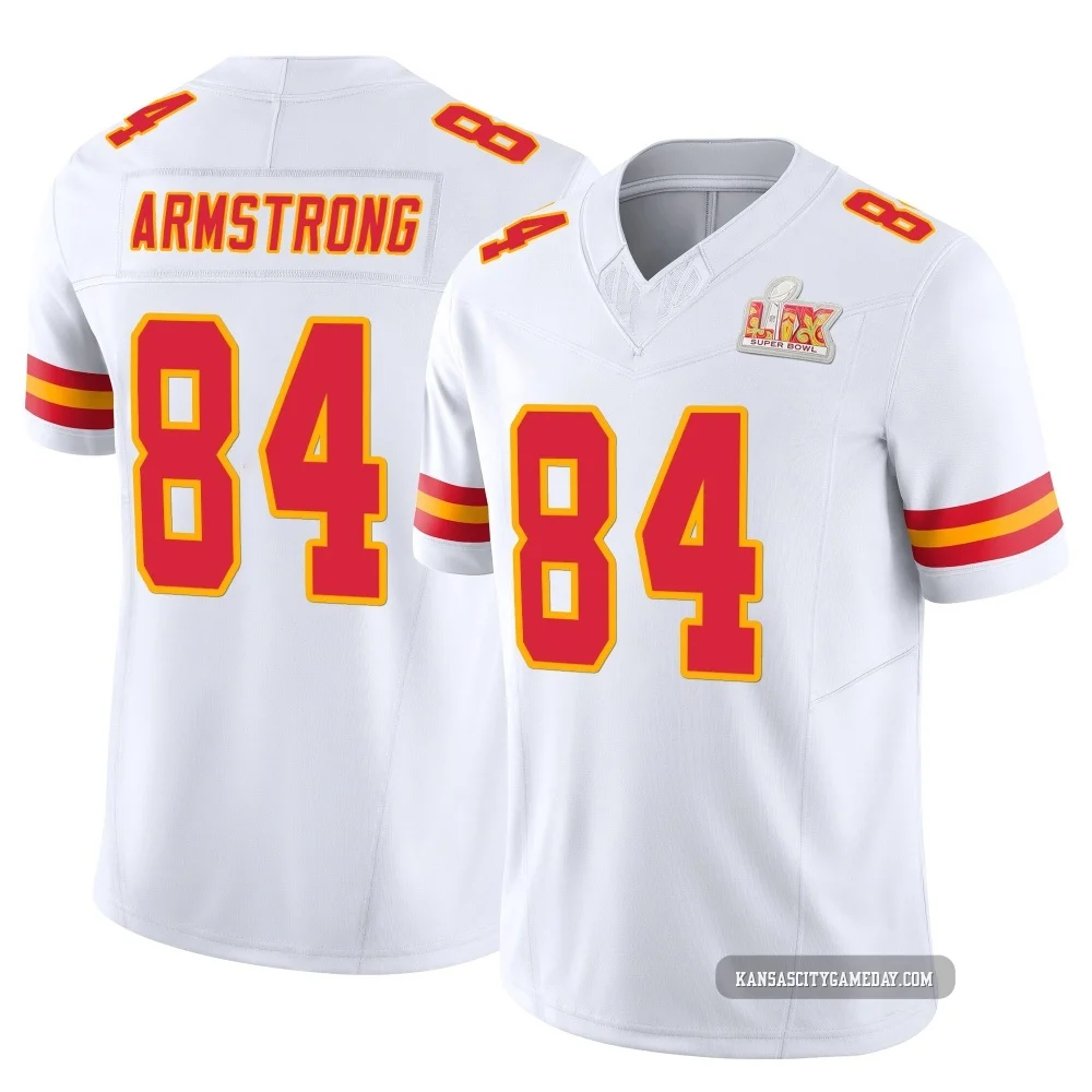 Men's Andrew Armstrong Kansas City Chiefs ＃84 Limited White Vapor F.U.S.E. Super Bowl LIX Jersey