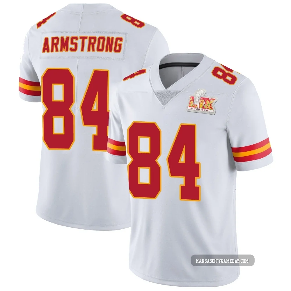 Men's Andrew Armstrong Kansas City Chiefs ＃84 Limited White Vapor Untouchable Super Bowl LIX Jersey