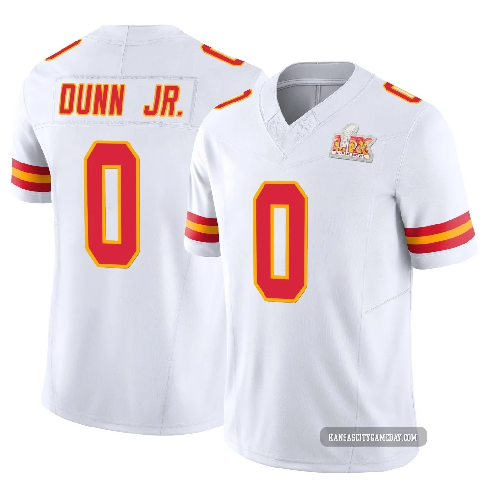 Men's Anthony Dunn Jr. Kansas City Chiefs ＃0 Limited White Vapor F.U.S.E. Super Bowl LIX Jersey