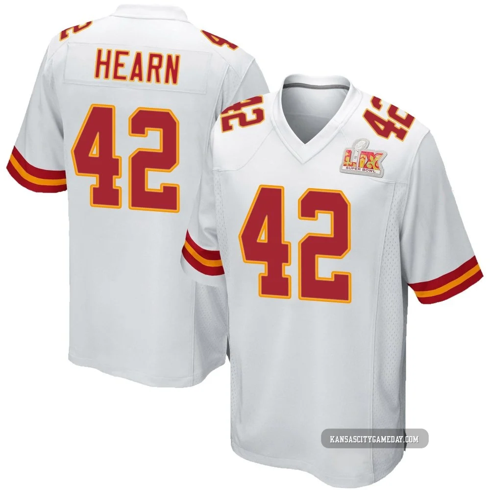 Men's Azizi Hearn Kansas City Chiefs ＃42 Game White Super Bowl LIX Jersey