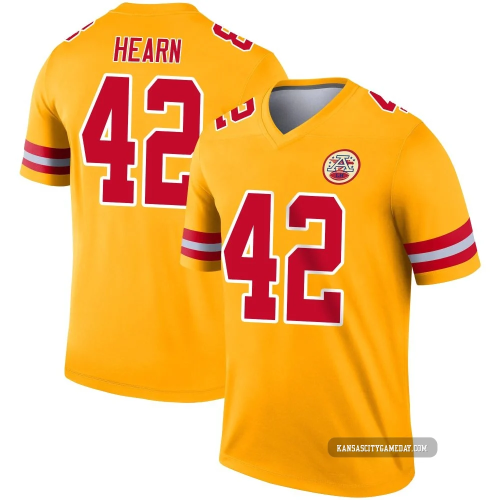 Men's Azizi Hearn Kansas City Chiefs ＃42 Legend Gold Inverted Jersey
