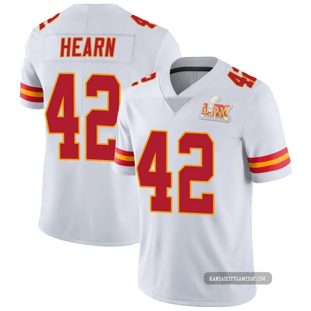Men's Azizi Hearn Kansas City Chiefs ＃42 Limited White Vapor Untouchable Super Bowl LIX Jersey