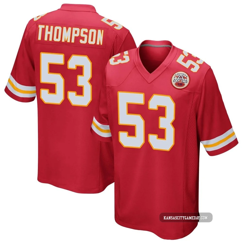 Men's BJ Thompson Kansas City Chiefs ＃53 Game Red Team Color Jersey