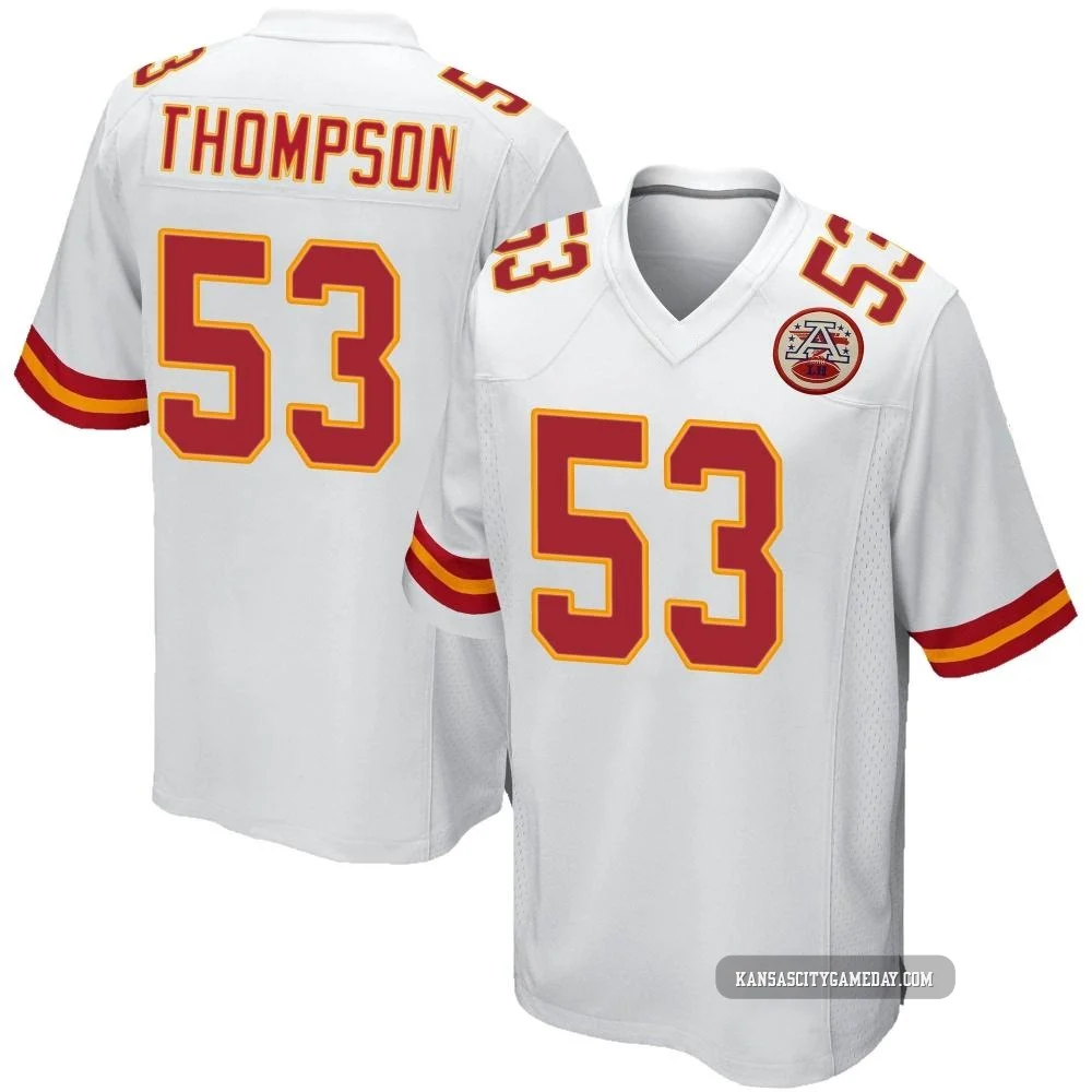 Men's BJ Thompson Kansas City Chiefs ＃53 Game White Jersey