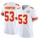 Men's BJ Thompson Kansas City Chiefs ＃53 Limited White Vapor F.U.S.E. Super Bowl LIX Jersey
