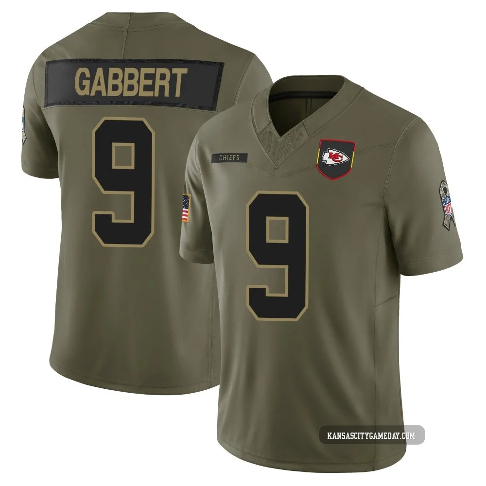 Men's Blaine Gabbert Kansas City Chiefs ＃9 Limited Olive 2025 Salute to Service Jersey