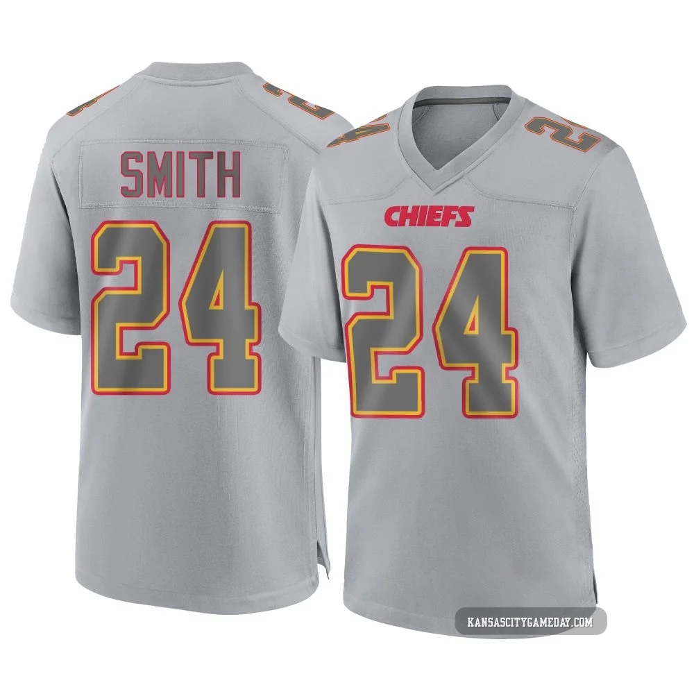 Men's Brashard Smith Kansas City Chiefs ＃24 Game Gray Atmosphere Fashion Jersey