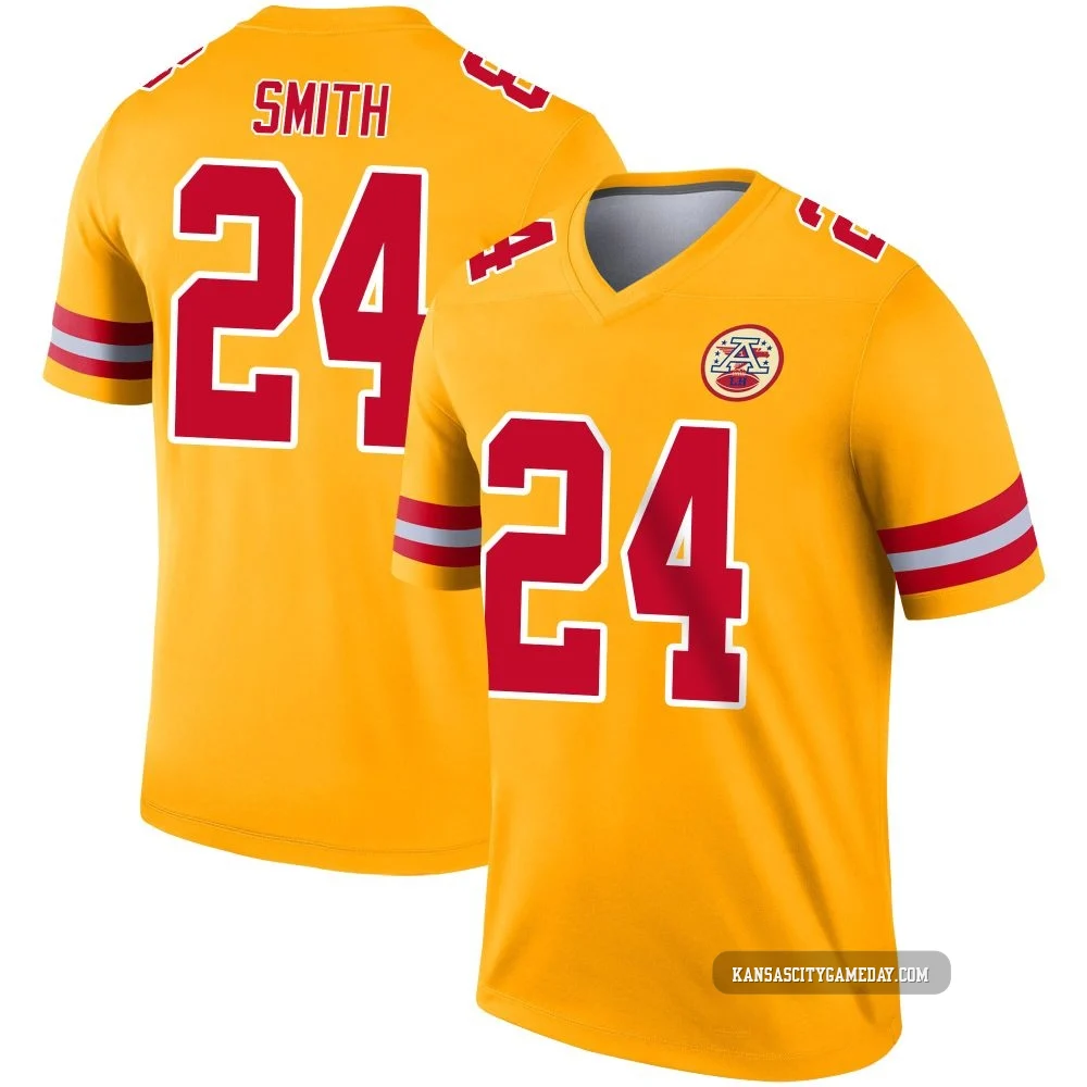 Men's Brashard Smith Kansas City Chiefs ＃24 Legend Gold Inverted Jersey