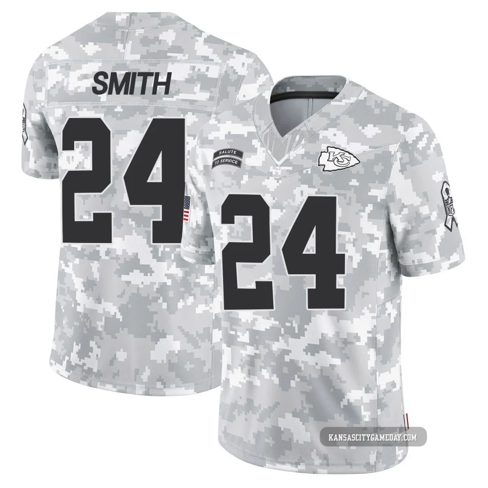 Men's Brashard Smith Kansas City Chiefs ＃24 Limited Arctic Camo 2024 Salute to Service Jersey