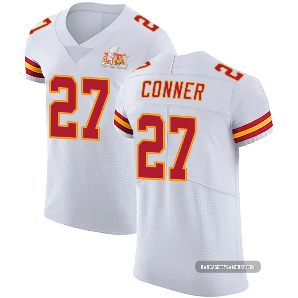 Men's Chamarri Conner Kansas City Chiefs ＃27 Elite White Vapor Untouchable Super Bowl LIX Jersey