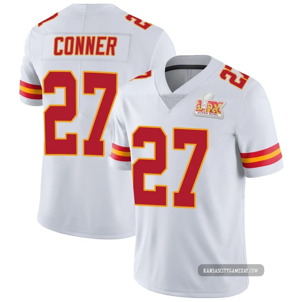 Men's Chamarri Conner Kansas City Chiefs ＃27 Limited White Vapor Untouchable Super Bowl LIX Jersey