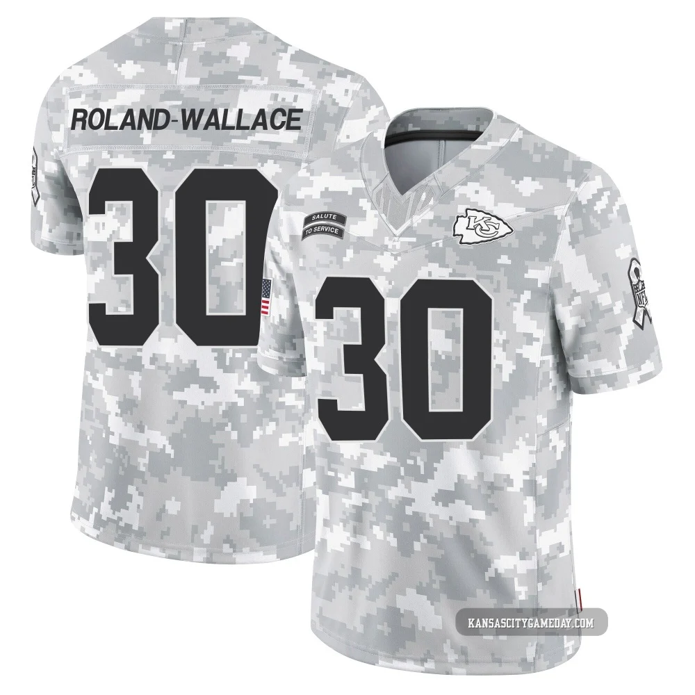 Men's Chris Roland-Wallace Kansas City Chiefs ＃30 Limited Arctic Camo 2024 Salute to Service Jersey
