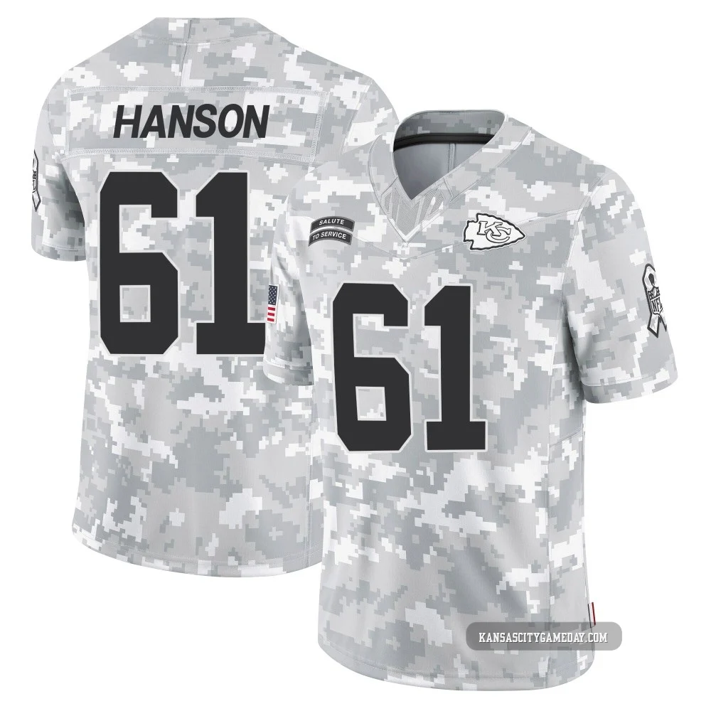 Men's C.J. Hanson Kansas City Chiefs ＃61 Limited Arctic Camo 2024 Salute to Service Jersey