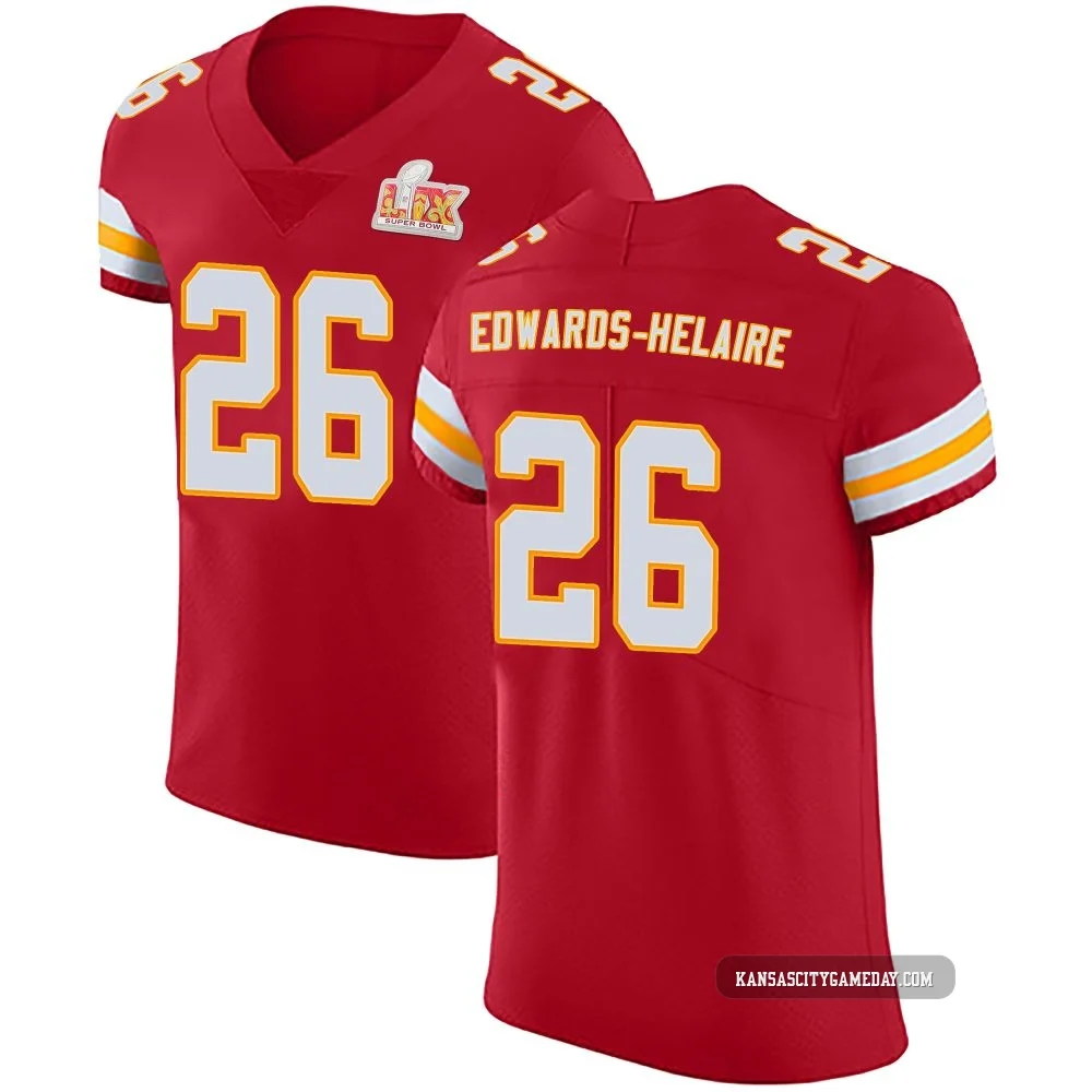 Men's Clyde Edwards-Helaire Kansas City Chiefs ＃26 Elite Red Team Color Vapor Untouchable Super Bowl LIX Jersey