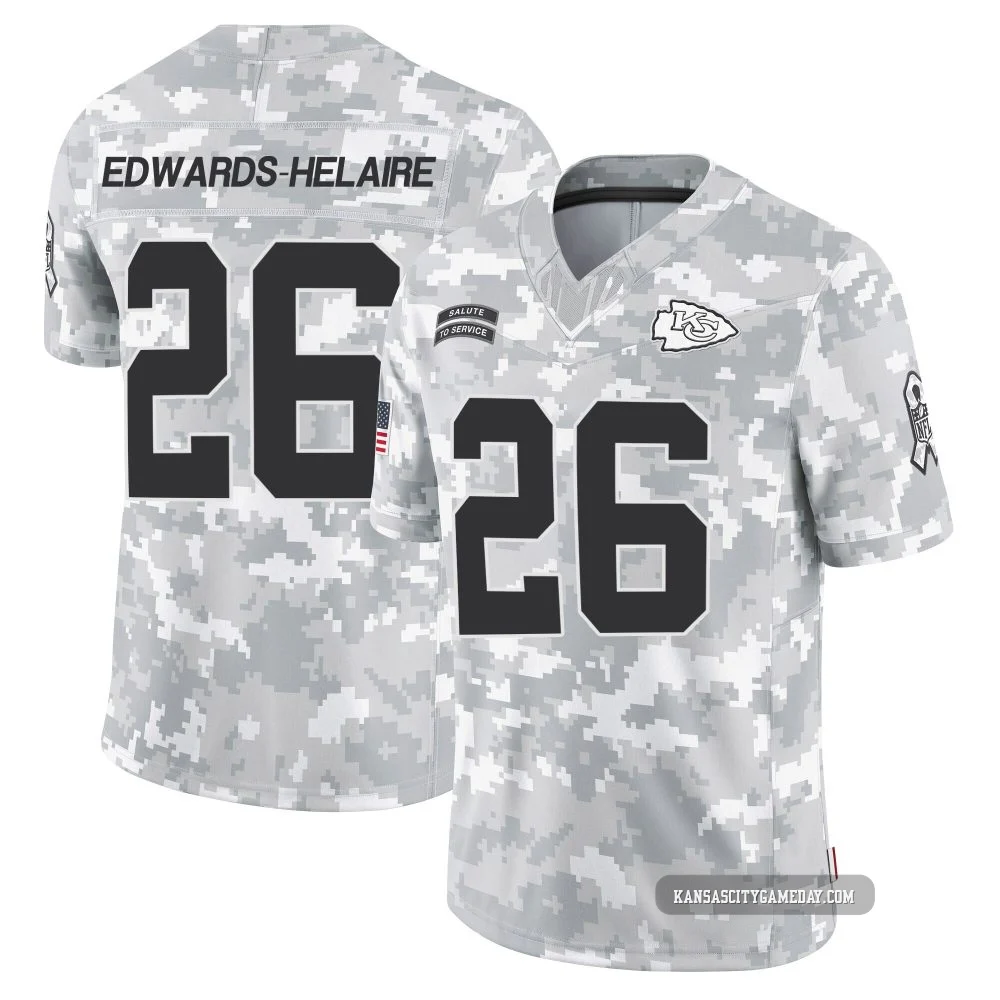 Men's Clyde Edwards-Helaire Kansas City Chiefs ＃26 Limited Arctic Camo 2024 Salute to Service Jersey
