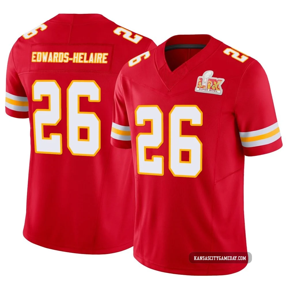 Men's Clyde Edwards-Helaire Kansas City Chiefs ＃26 Limited Red Vapor F.U.S.E. Super Bowl LIX Jersey