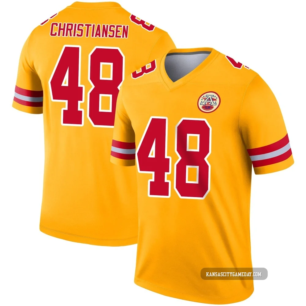 Men's Cole Christiansen Kansas City Chiefs ＃48 Legend Gold Inverted Jersey
