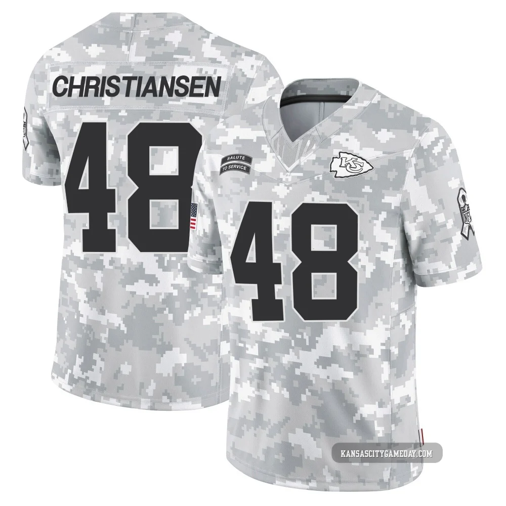 Men's Cole Christiansen Kansas City Chiefs ＃48 Limited Arctic Camo 2024 Salute to Service Jersey