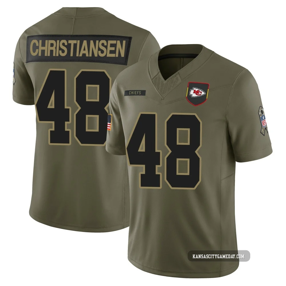 Men's Cole Christiansen Kansas City Chiefs ＃48 Limited Olive 2025 Salute to Service Jersey