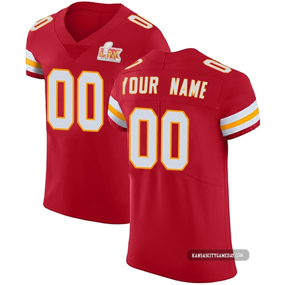 Men's Custom Kansas City Chiefs ＃00 Elite Red Team Color Vapor Untouchable Super Bowl LIX Jersey