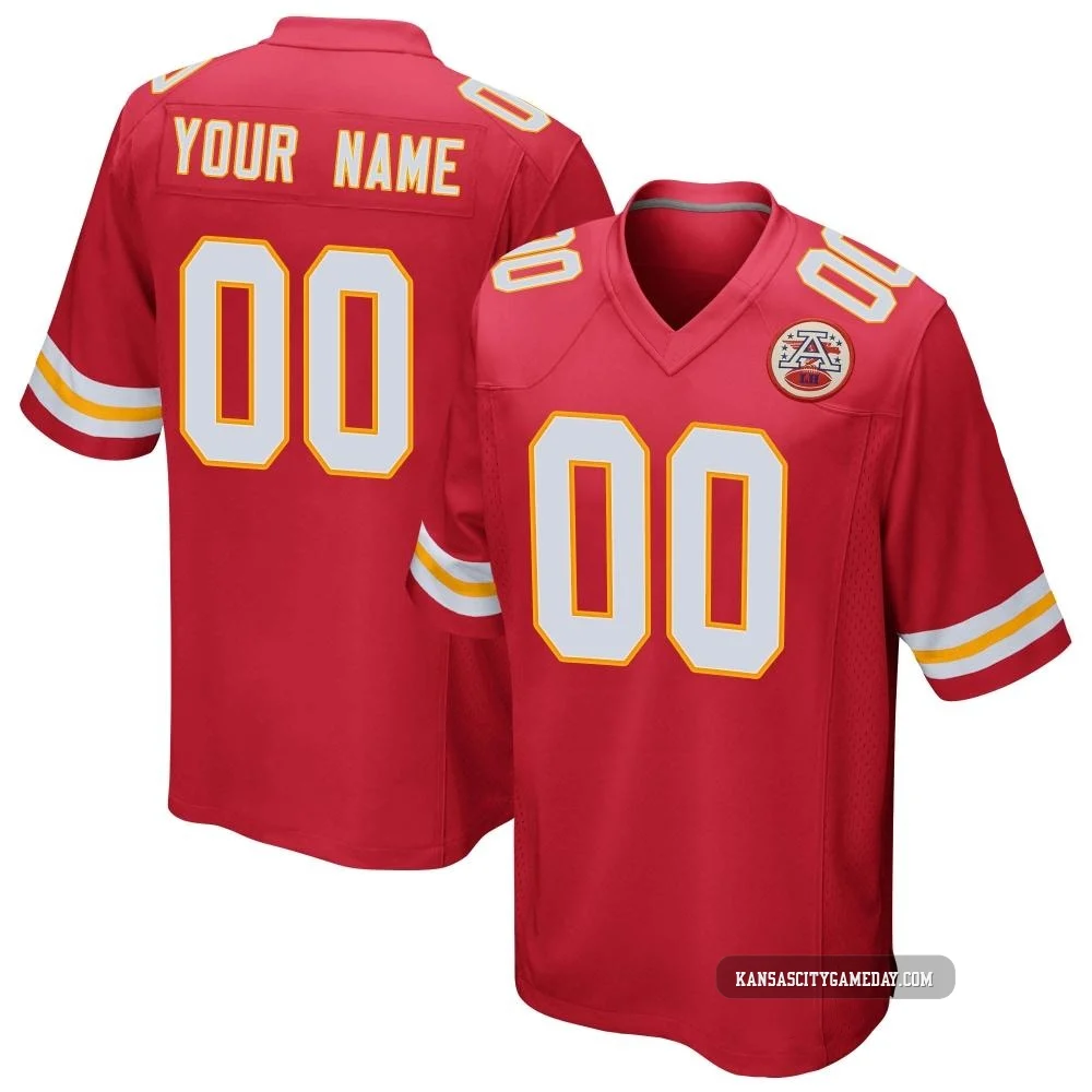 Men's Custom Kansas City Chiefs ＃00 Game Red Team Color Jersey