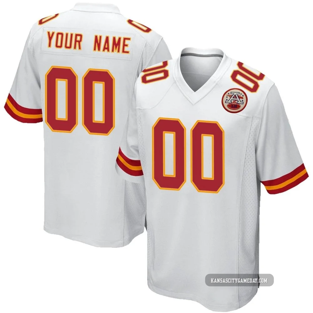 Men's Custom Kansas City Chiefs ＃00 Game White Jersey