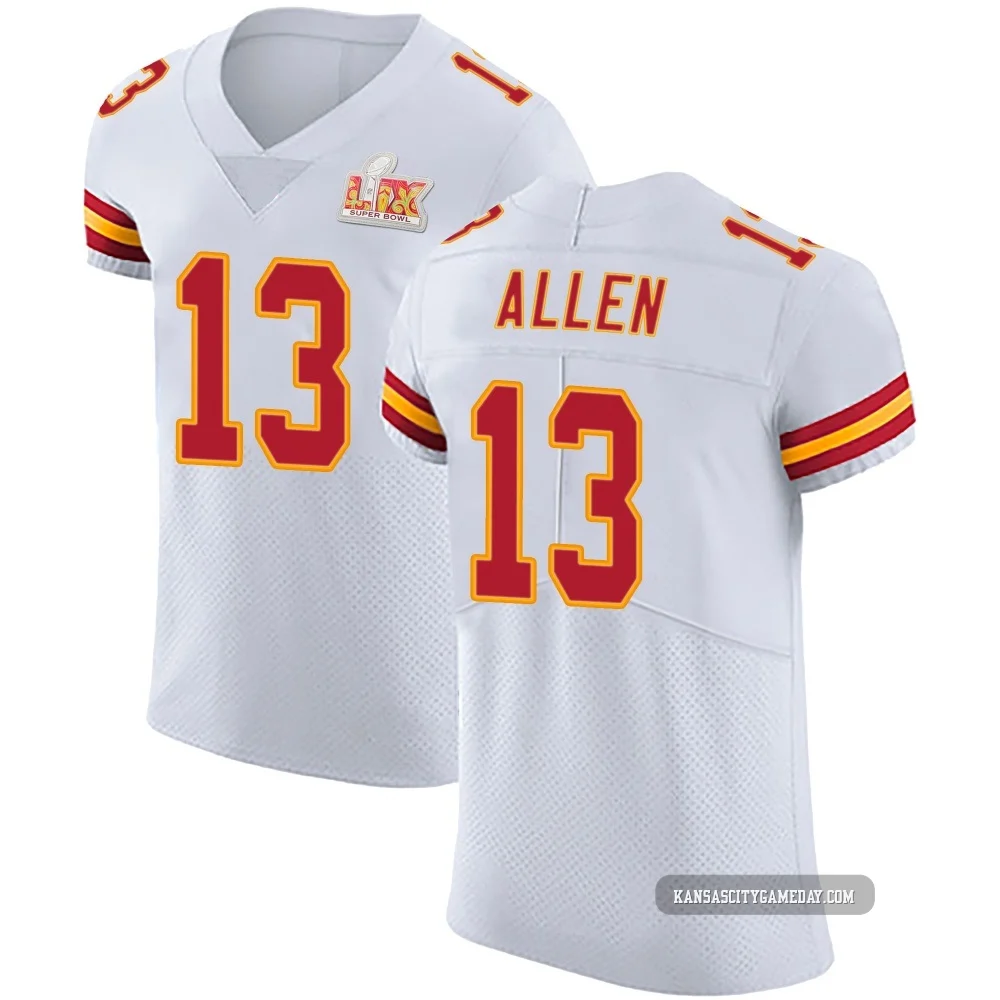 Men's Cyrus Allen Kansas City Chiefs ＃13 Elite White Vapor Untouchable Super Bowl LIX Jersey