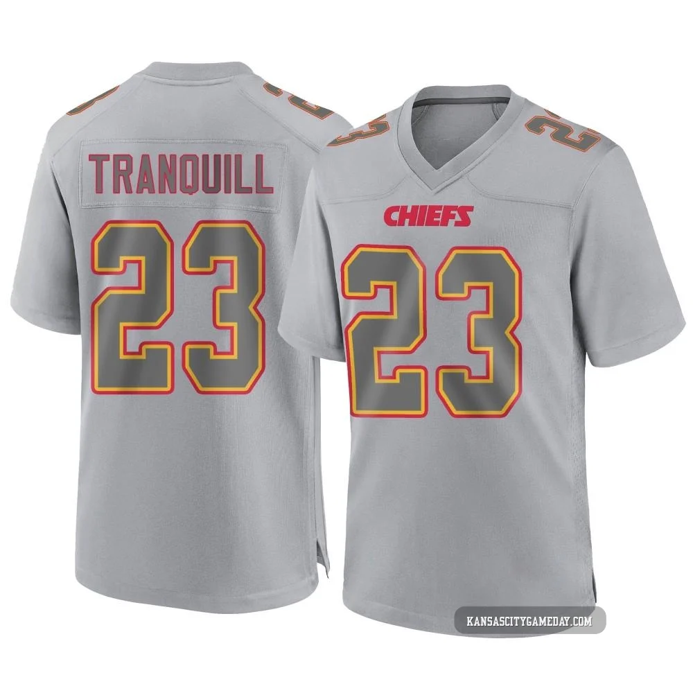 Men's Drue Tranquill Kansas City Chiefs ＃23 Game Gray Atmosphere Fashion Jersey
