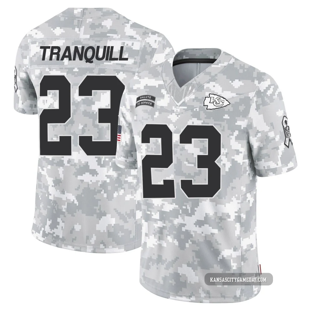 Men's Drue Tranquill Kansas City Chiefs ＃23 Limited Arctic Camo 2024 Salute to Service Jersey