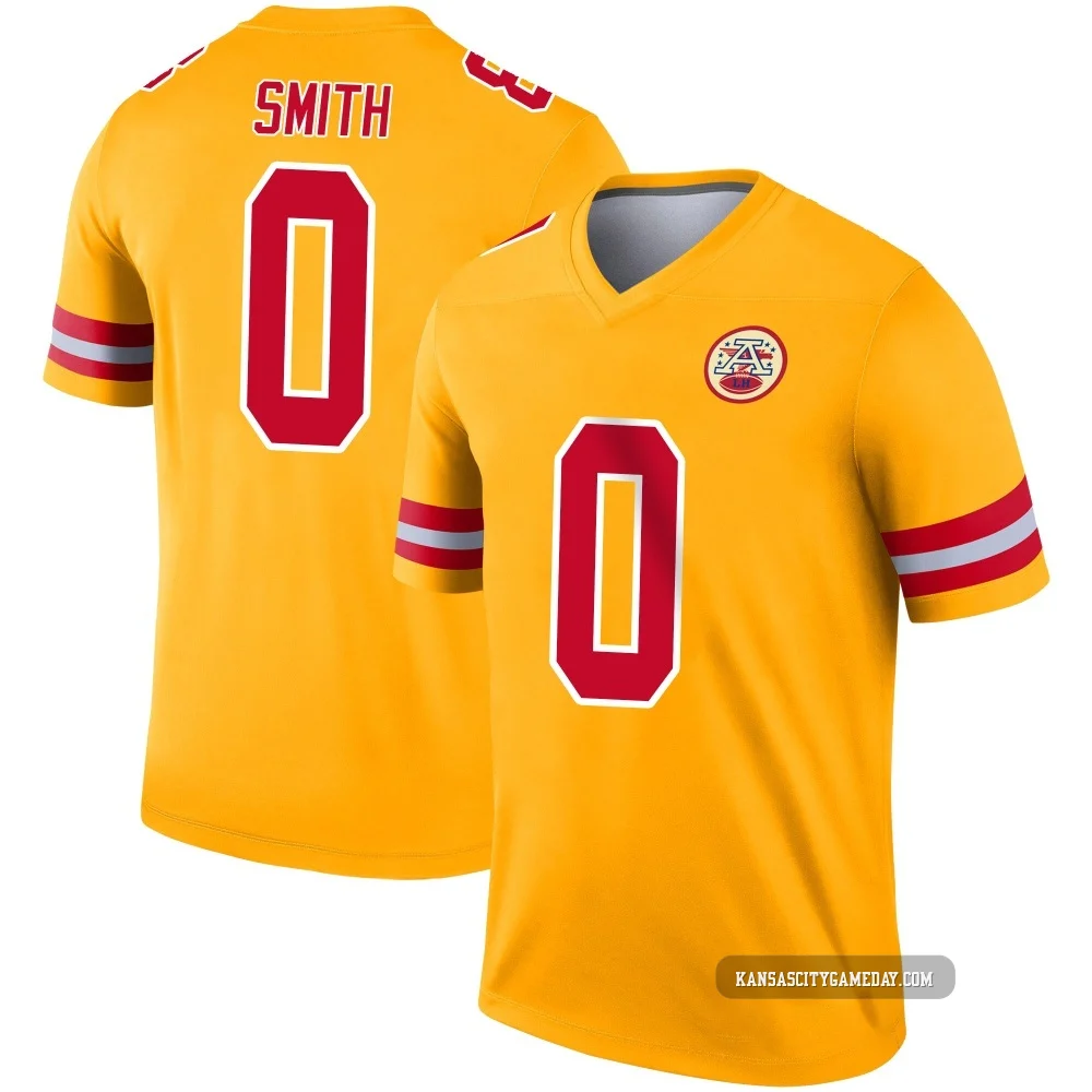 Men's EJ Smith Kansas City Chiefs ＃0 Legend Gold Inverted Jersey