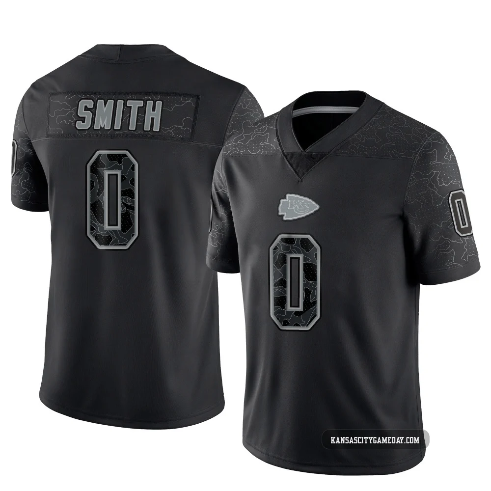 Men's EJ Smith Kansas City Chiefs ＃0 Limited Black Reflective Jersey