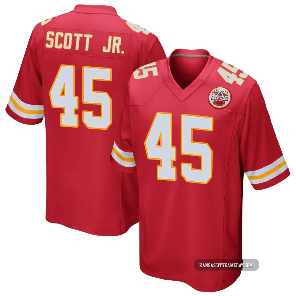 Men's Eric Scott Jr. Kansas City Chiefs ＃45 Game Red Team Color Jersey