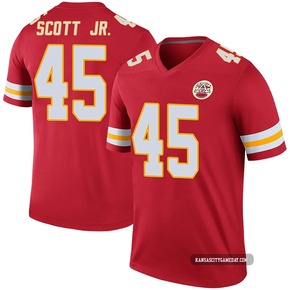 Men's Eric Scott Jr. Kansas City Chiefs ＃45 Legend Red Color Rush Jersey