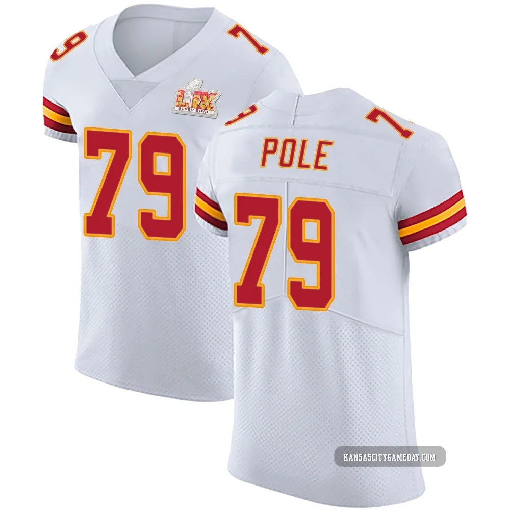 Men's Esa Pole Kansas City Chiefs ＃79 Elite White Vapor Untouchable Super Bowl LIX Jersey