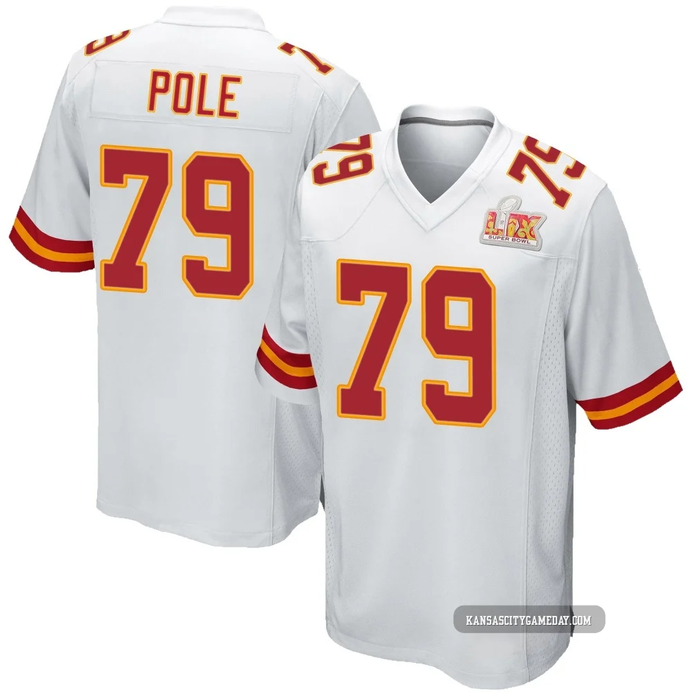 Men's Esa Pole Kansas City Chiefs ＃79 Game White Super Bowl LIX Jersey