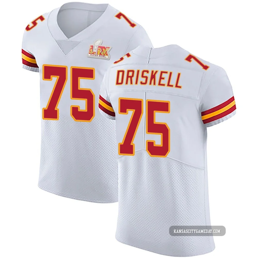 Men's Ethan Driskell Kansas City Chiefs ＃75 Elite White Vapor Untouchable Super Bowl LIX Jersey