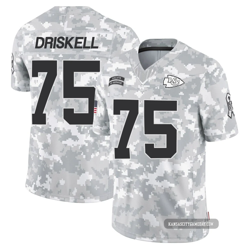 Men's Ethan Driskell Kansas City Chiefs ＃75 Limited Arctic Camo 2024 Salute to Service Jersey