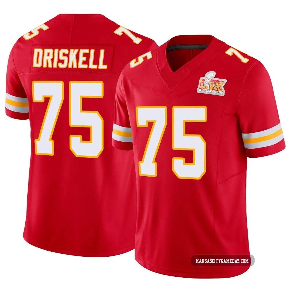Men's Ethan Driskell Kansas City Chiefs ＃75 Limited Red Vapor F.U.S.E. Super Bowl LIX Jersey