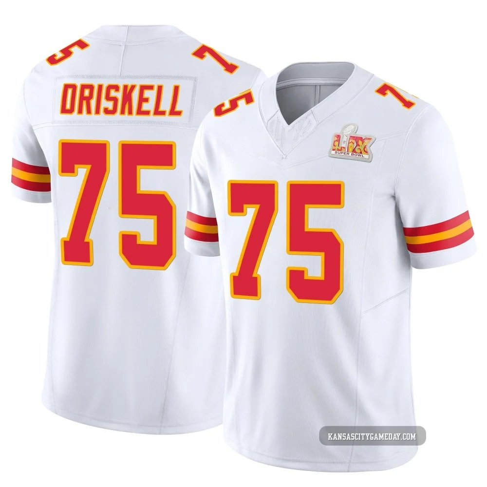 Men's Ethan Driskell Kansas City Chiefs ＃75 Limited White Vapor F.U.S.E. Super Bowl LIX Jersey