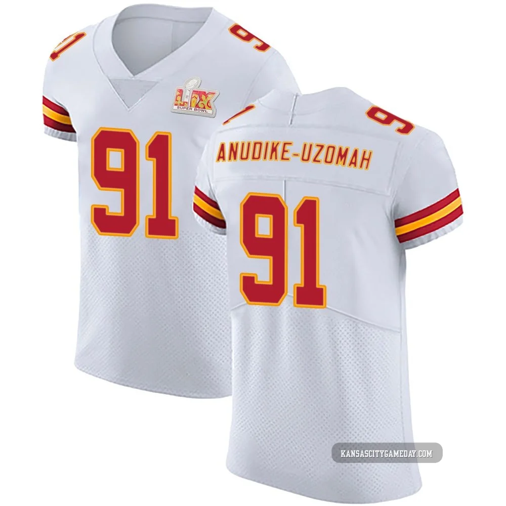 Men's Felix Anudike-Uzomah Kansas City Chiefs ＃91 Elite White Vapor Untouchable Super Bowl LIX Jersey