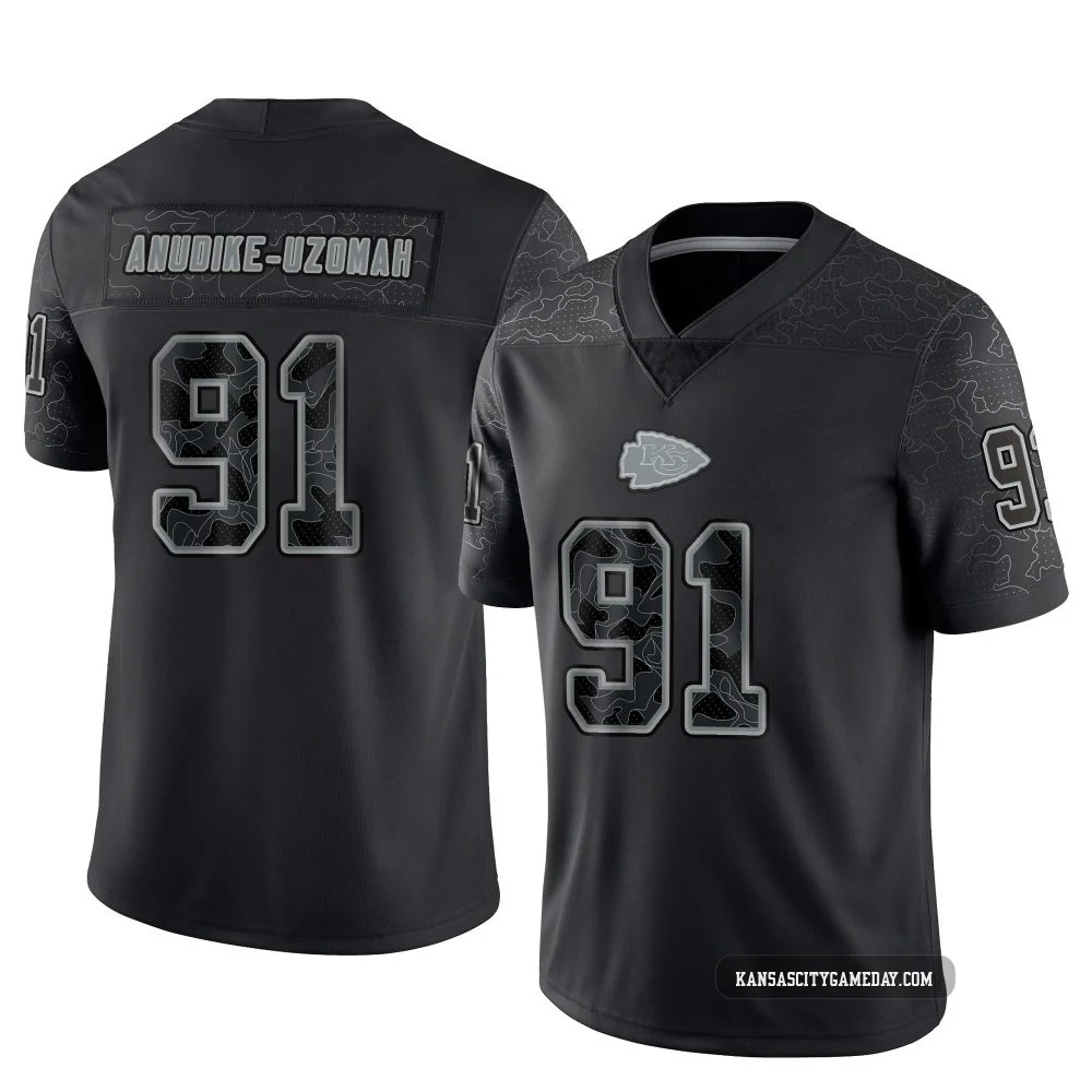 Men's Felix Anudike-Uzomah Kansas City Chiefs ＃91 Limited Black Reflective Jersey