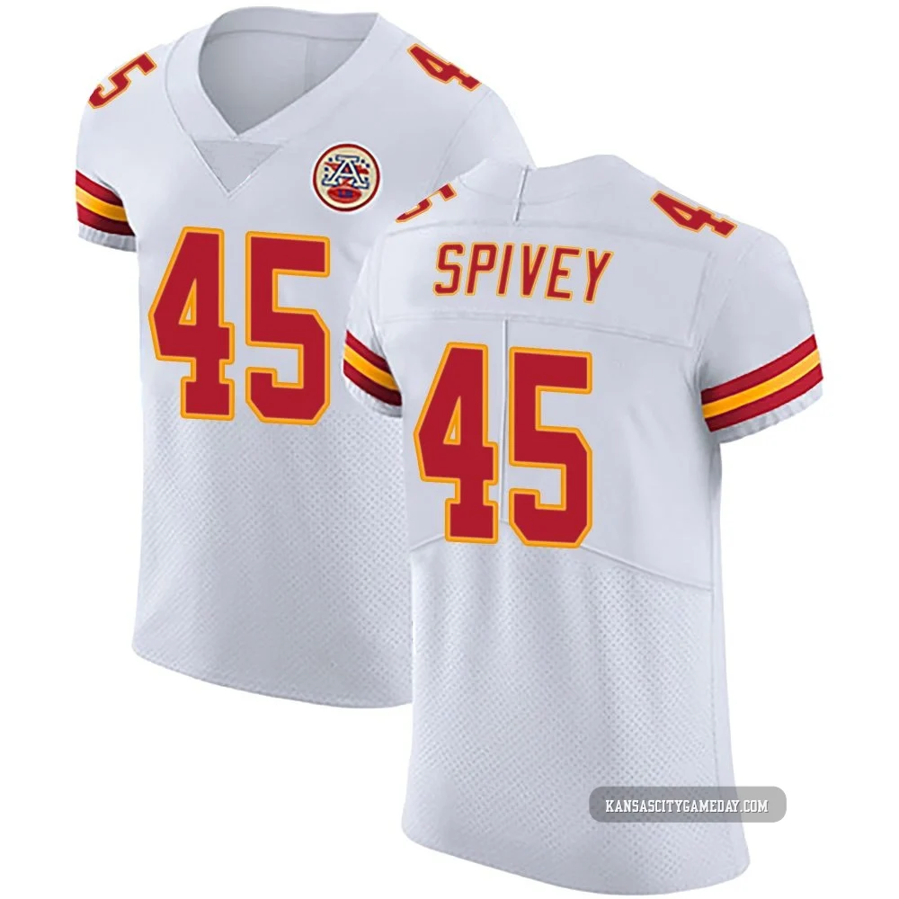 Men's Geor'Quarius Spivey Kansas City Chiefs ＃45 Elite White Vapor Untouchable Jersey