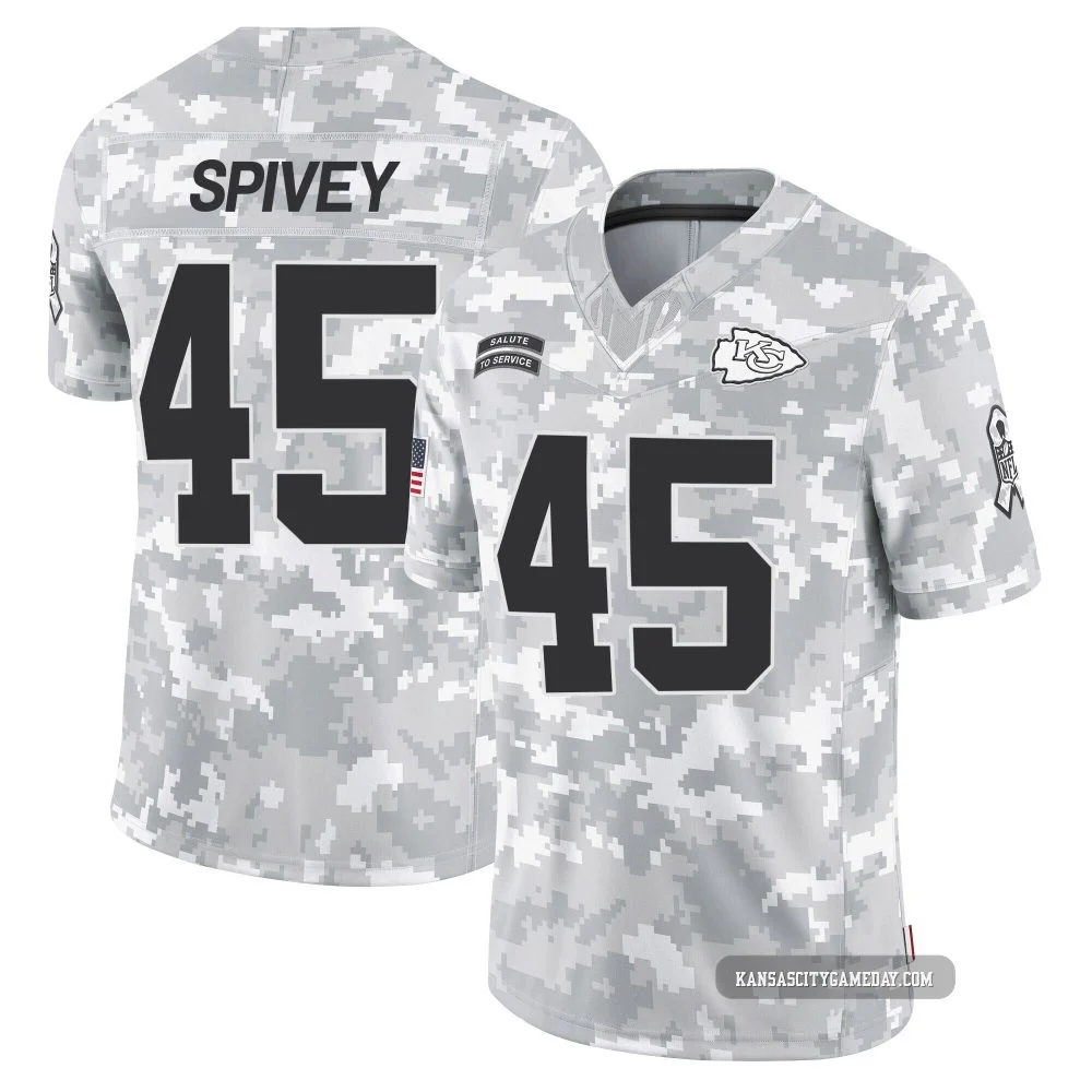 Men's Geor'Quarius Spivey Kansas City Chiefs ＃45 Limited Arctic Camo 2024 Salute to Service Jersey
