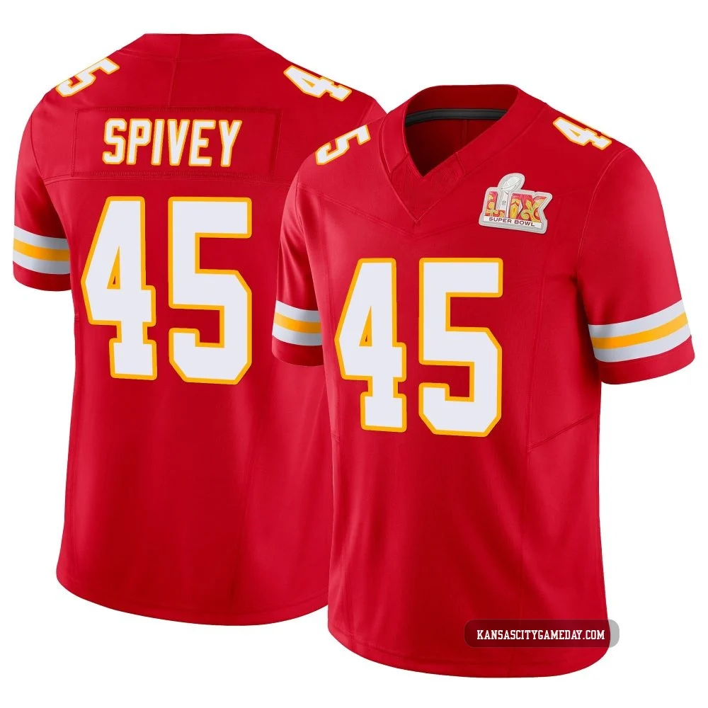 Men's Geor'Quarius Spivey Kansas City Chiefs ＃45 Limited Red Vapor F.U.S.E. Super Bowl LIX Jersey