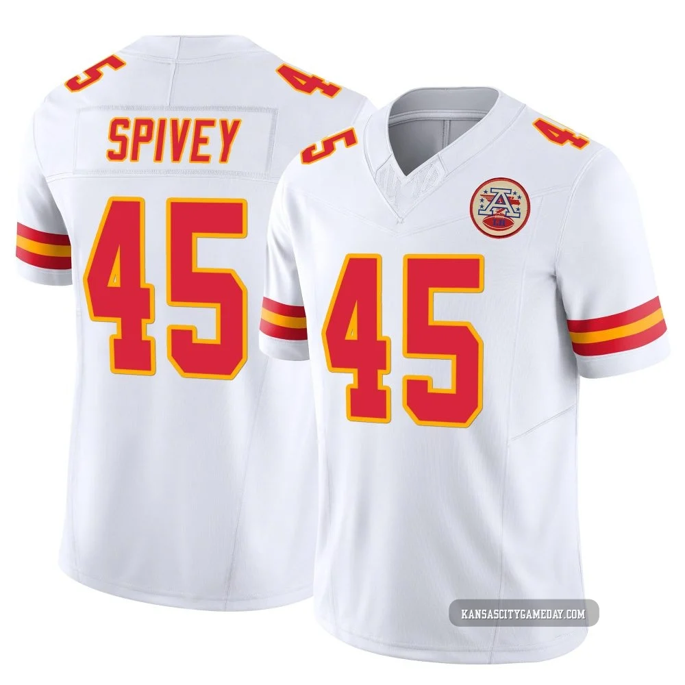 Men's Geor'Quarius Spivey Kansas City Chiefs ＃45 Limited White Vapor F.U.S.E. Jersey