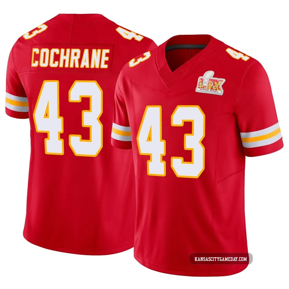 Men's Jack Cochrane Kansas City Chiefs ＃43 Limited Red Vapor F.U.S.E. Super Bowl LIX Jersey