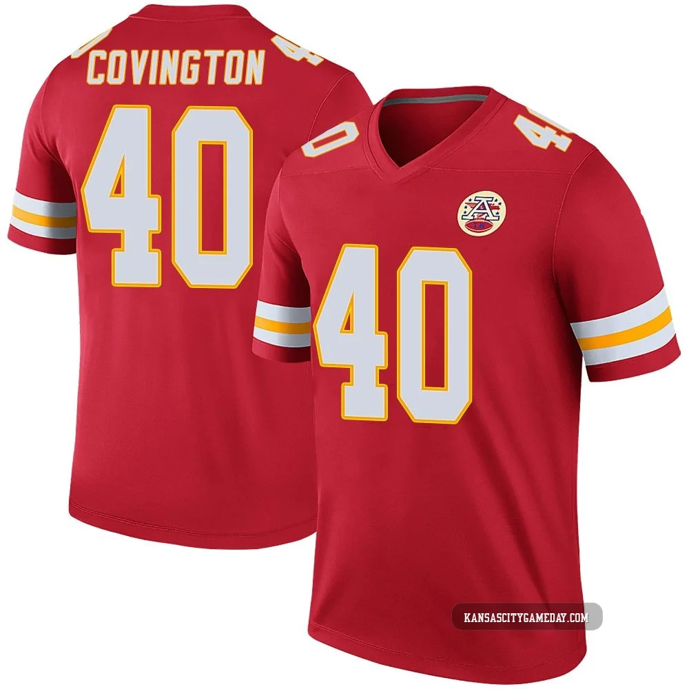 Men's Jacobe Covington Kansas City Chiefs ＃40 Legend Red Color Rush Jersey