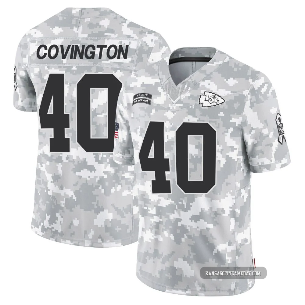 Men's Jacobe Covington Kansas City Chiefs ＃40 Limited Arctic Camo 2024 Salute to Service Jersey