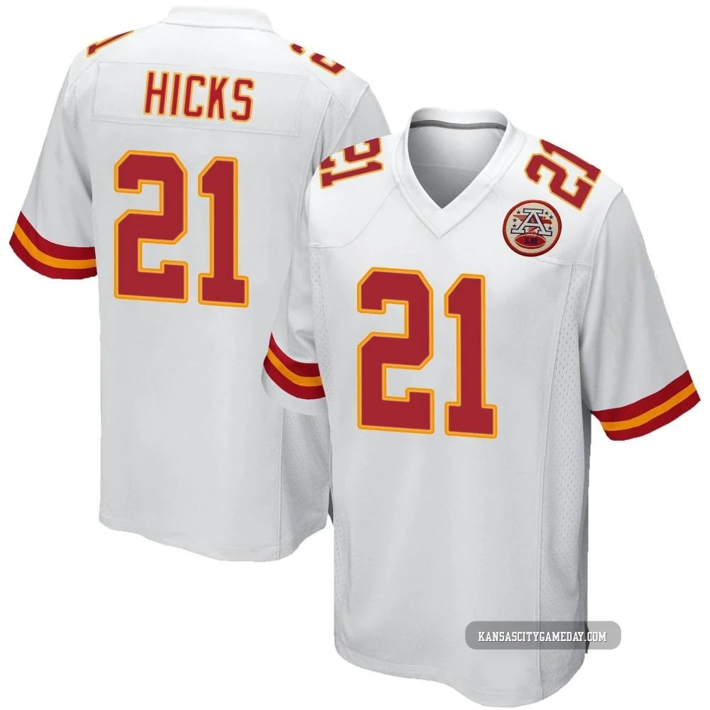 Men's Jaden Hicks Kansas City Chiefs ＃21 Game White Jersey